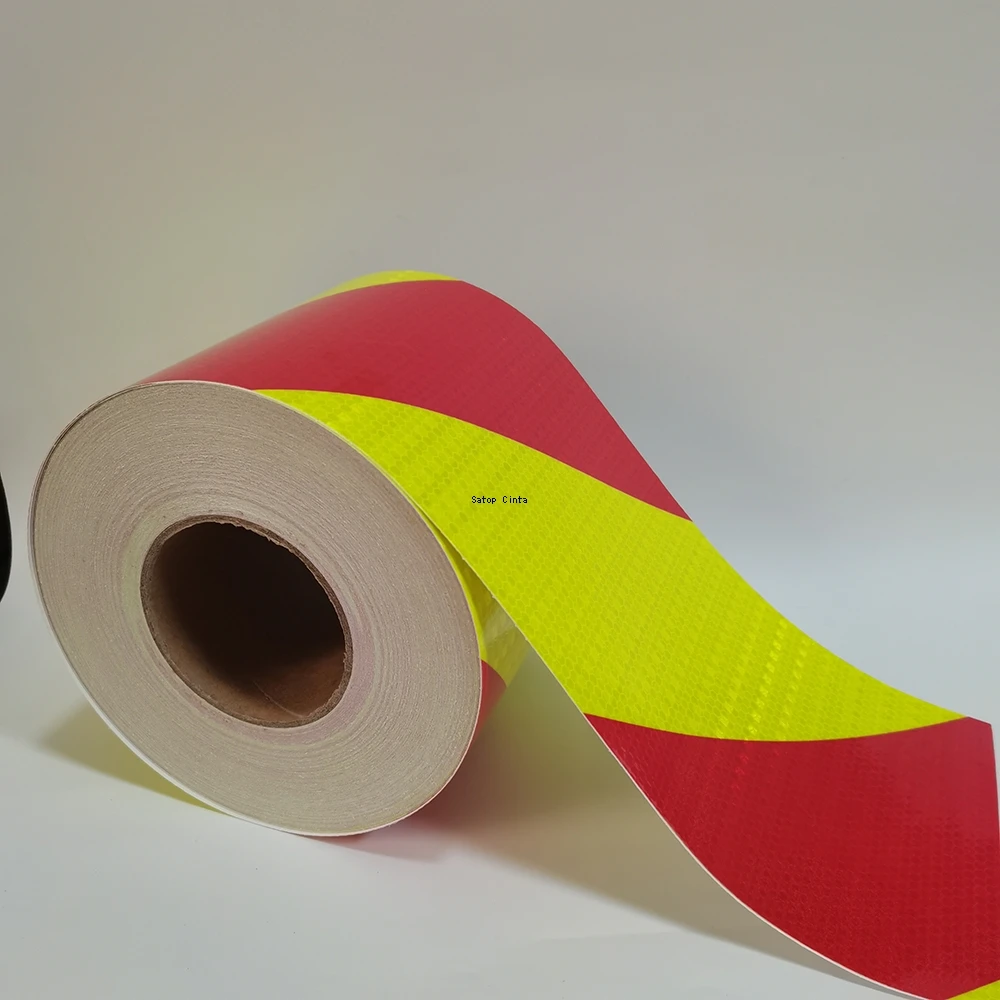 15cm*5m Twill Reflective Material Fluorescent Yellow-Red Tape Waterproof High Visibility Adhesive Warning Reflectors Car Sticker