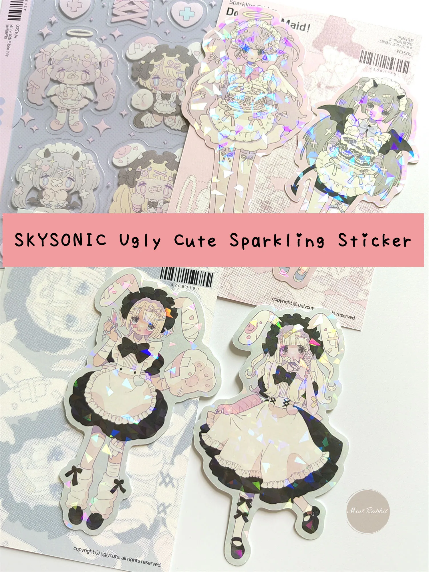 SKYSONIC New Arrival Ugly Cute Sparkling Sticker Kawaii Girls Materials Idol Kpop Stationery Postcards Sticker Phone Stickers