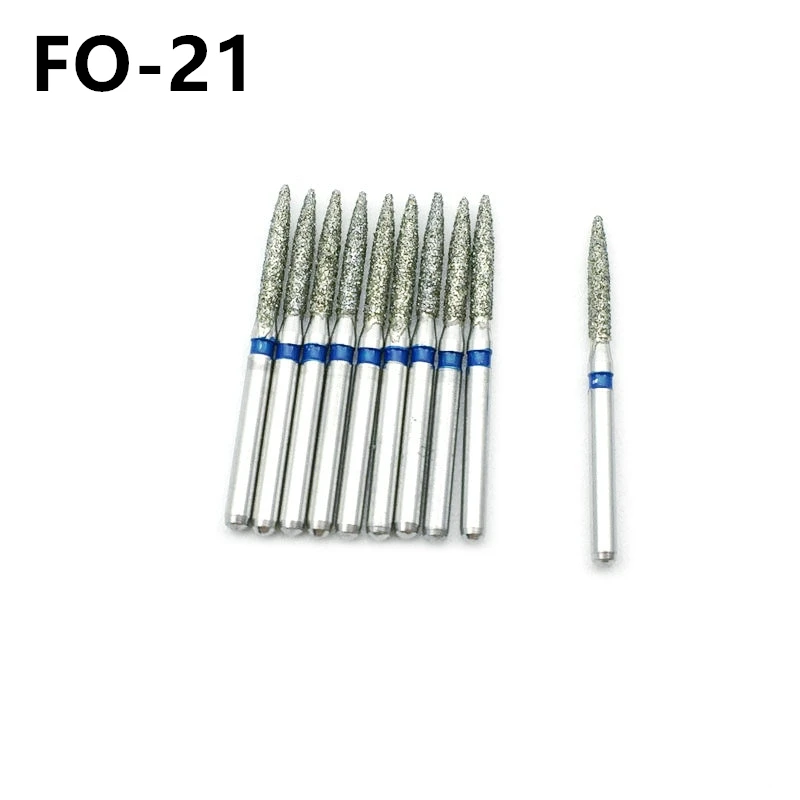 10pcs Dental Diamond FG High Speed Burs for Polishing Smoothing Bur FO-21