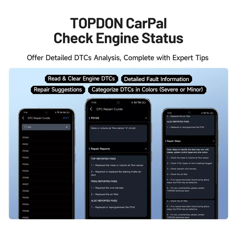 TOPDON Carpal OBD2 Scanner Bluetooth for Car All System Diagnostic Tool iOS Android Vehicle Health Check 6 Reset Services