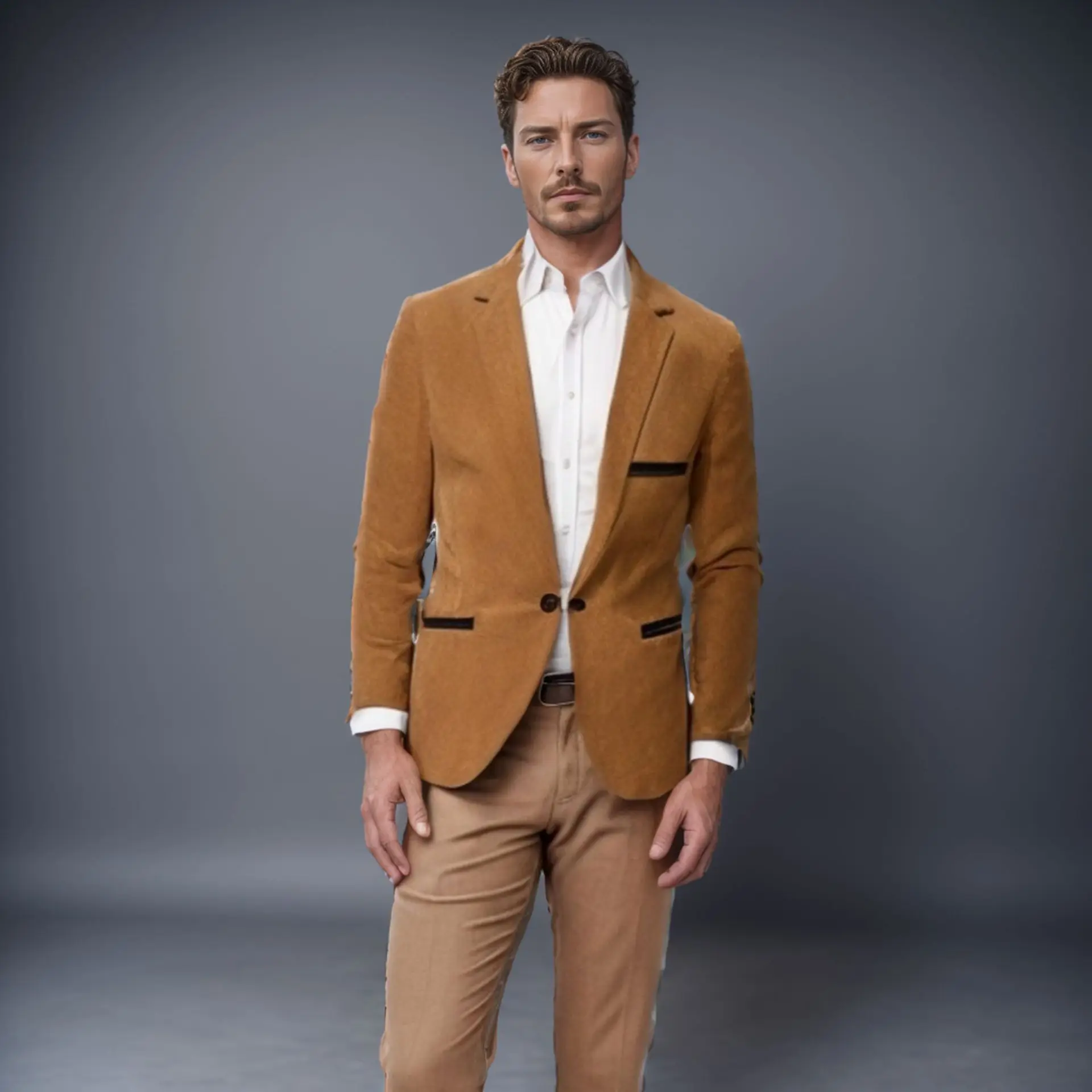 

Faionable Men's Corduroy Casual Suit Jaet Autumn 2024 Stand Fit Workwear Long Sve Single Button Pure Color