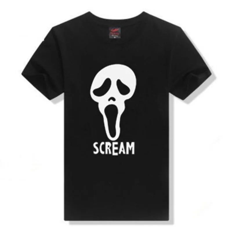 

Аниме Otaku Screaming Horror Skeleton Хэллоуин из чистого хлопка свободная футболка с короткими рукавами мужская и женская летняя одежда