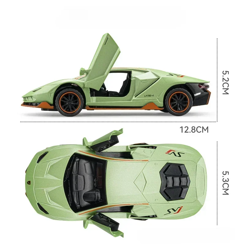 1:36 Lamborghini LP780-4 Alloy Sports Car Sound Light Pull Back High Simulation Miniature Diecast Car Childrens Toy Gift