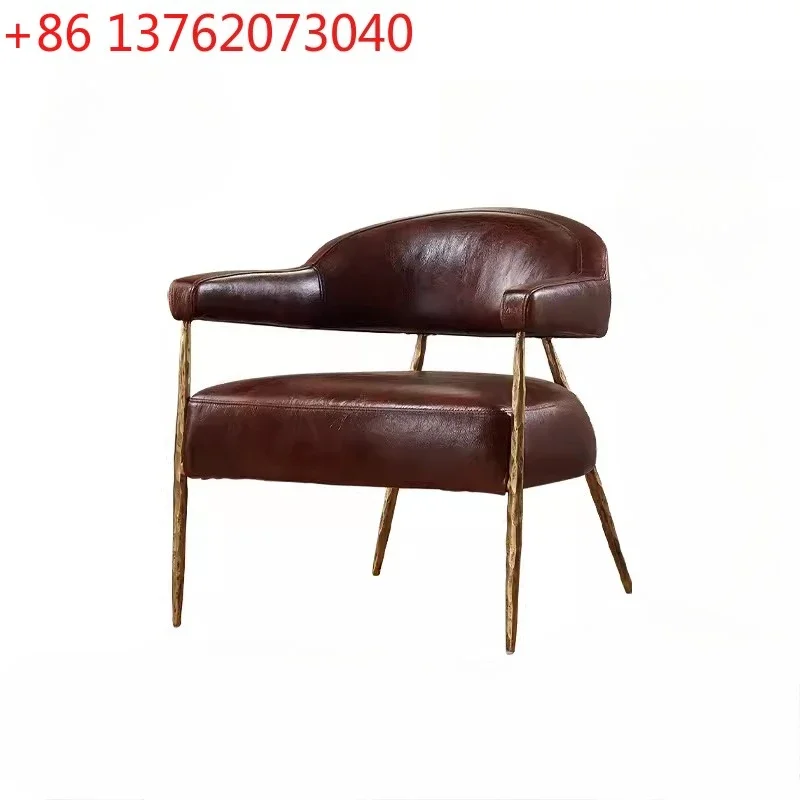 Modern simple Nordic retro medieval style hand-forged wrought iron leather single sofa recliner