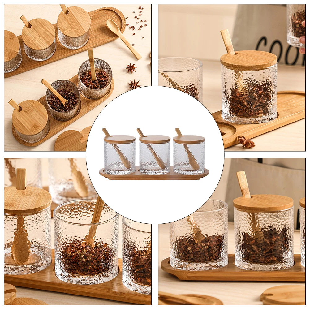 

Набор стеклянных банок для специй, контейнеры для приправ, бытовые банки для приправ, кухонные коробки для хранения, бамбуковый материал, легко открывающееся закрытие