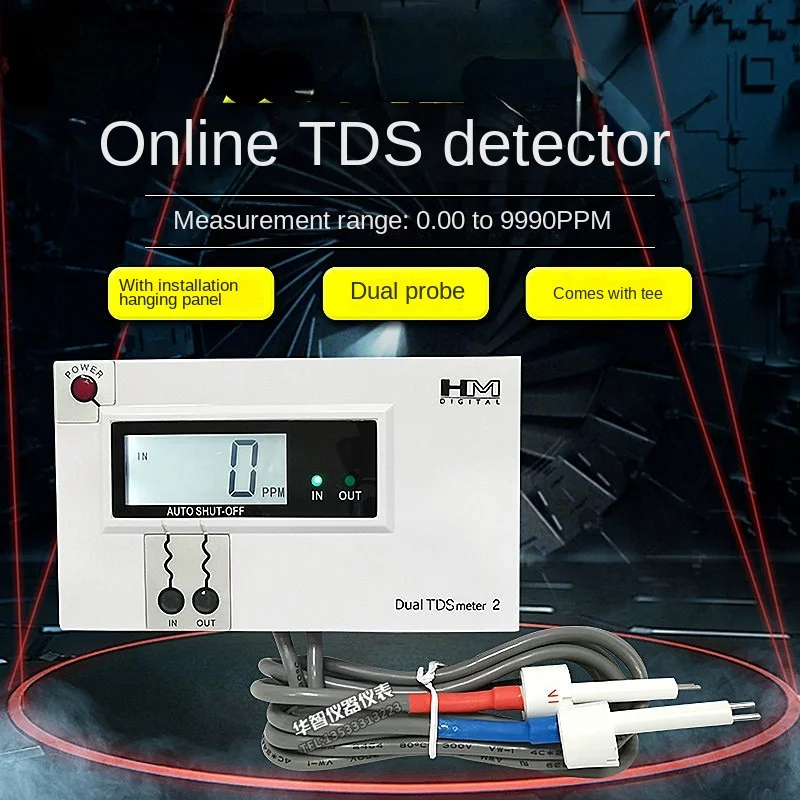 Imagem -02 - Monitor de Qualidade 0-9990ppm Dm2 Comercial Dual In-line Tds Monitor Digital Water Quality Tester Medidor Tds in Out Água
