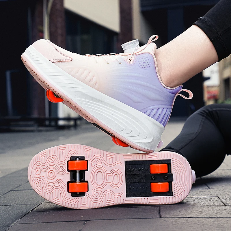 

4-Wheel Auto-Retractable Trendy shoes: Invisible Girls' Sneakers, Roller Skates for Kids, Adults & Boys