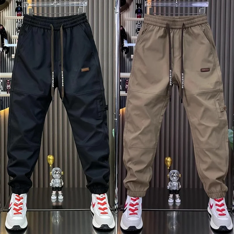 

2025 New Men's Khaki Cargo Pants Casual Pants High Street Sports Trousers Cotton 9-Minute Sweatpants Fashionable Men's Clothing