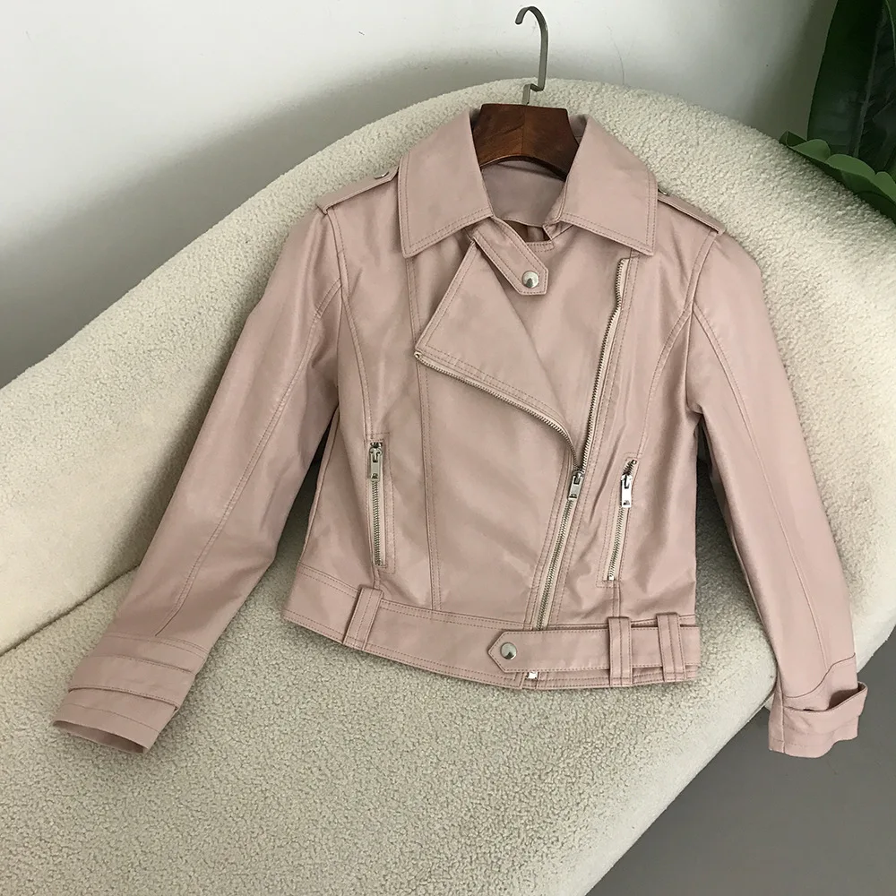 Veste courte en cuir pour femme, version coréenne, coupe couvertes et amincissante, vêtements à la mode, printemps et automne, nouveau, 2024