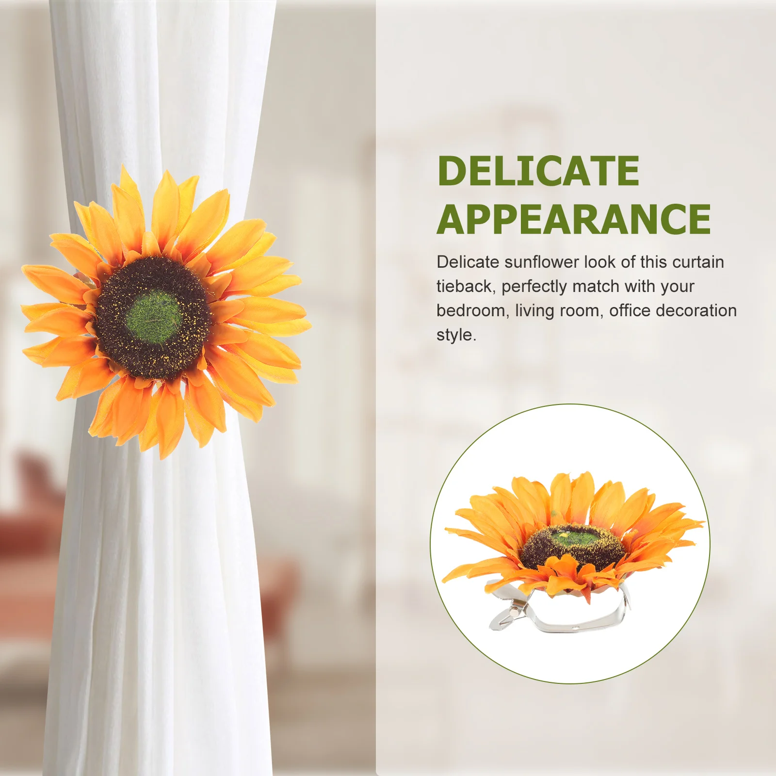 

2 Pcs Drapery Tiebacks Sunflower Curtain Clip Kids Curtains Accessory Frame Child Sunflowers