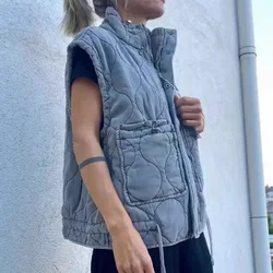 Vest Women Autumn Spring 2024 New Vintage Sleeveless Cardigan Euro-America Style Office Lady Girls Vest Keep Warm