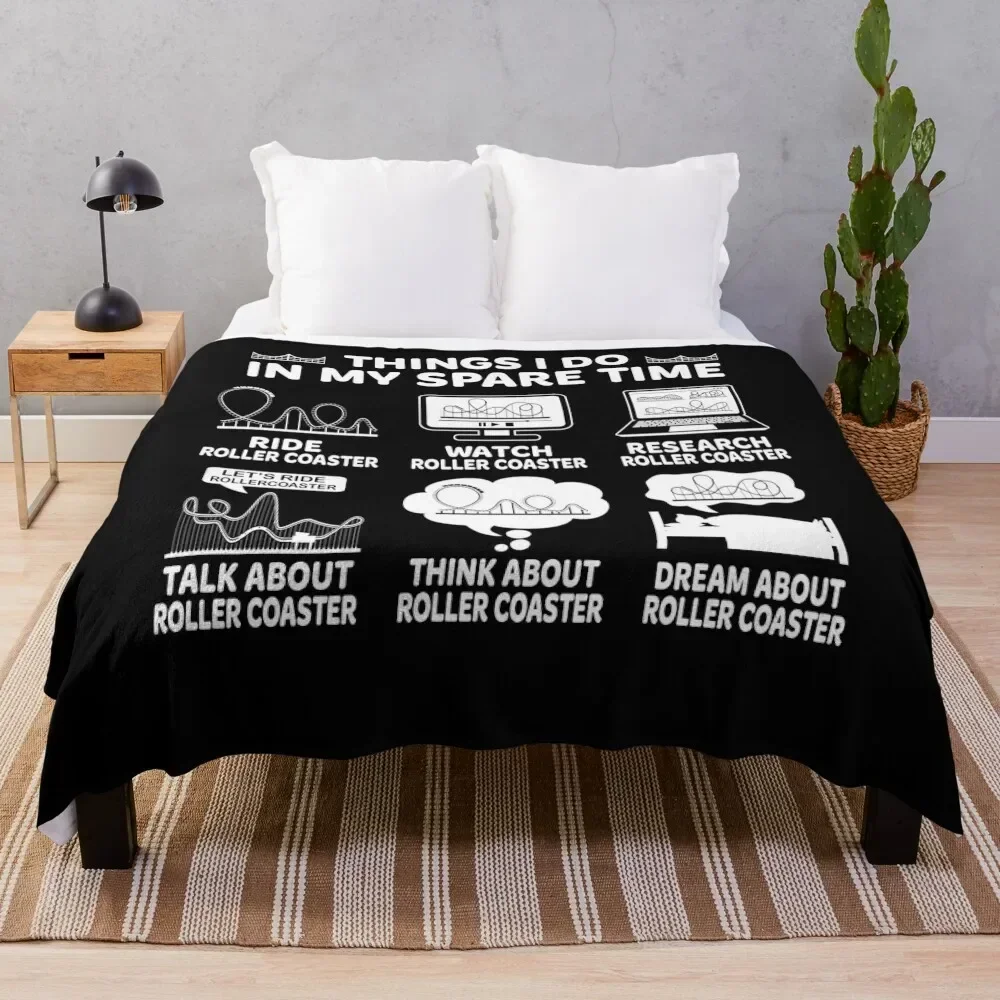 

Things I Do In My Spare Time Rollercoaster Funny Roller Coaster Lover Throw Blanket Vintage Summer Blankets