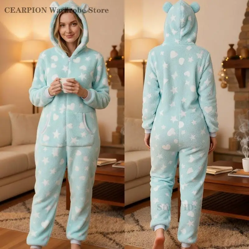 

Осень-зима фланелевая женская длинная одежда для сна на молнии с капюшоном цельная пижама домашняя одежда теплая толстая коралловая флисовая женская домашняя одежда