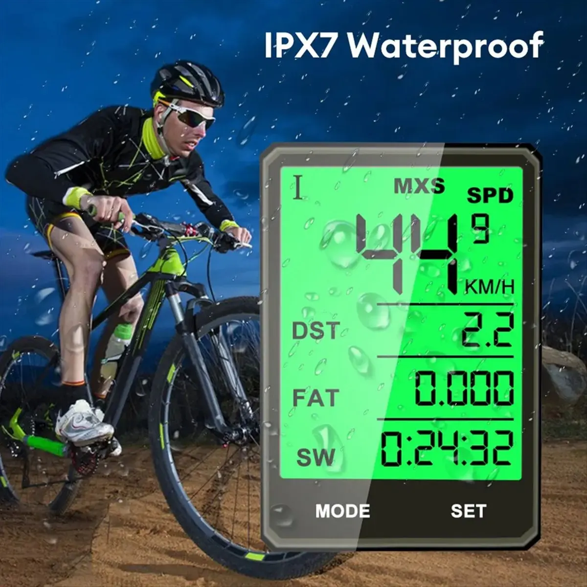 Goodprice Large Screen Bicycle Computer Wireless Bike Computer Waterproof Speedometer Odometer Cycling Stopwatch with LCD