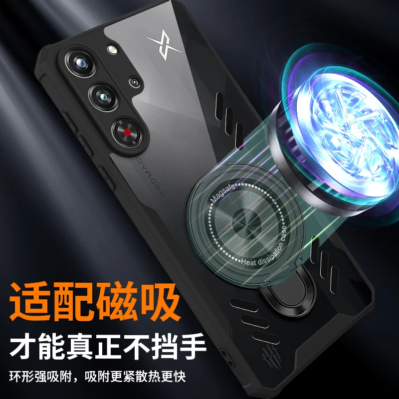 Silicone Cooling Phone Case for Redmagic 10 9 9S 8s Pro Plus Pro+ Graphene Heat Dissipation Case Magnetic Stand Shockproof Cover