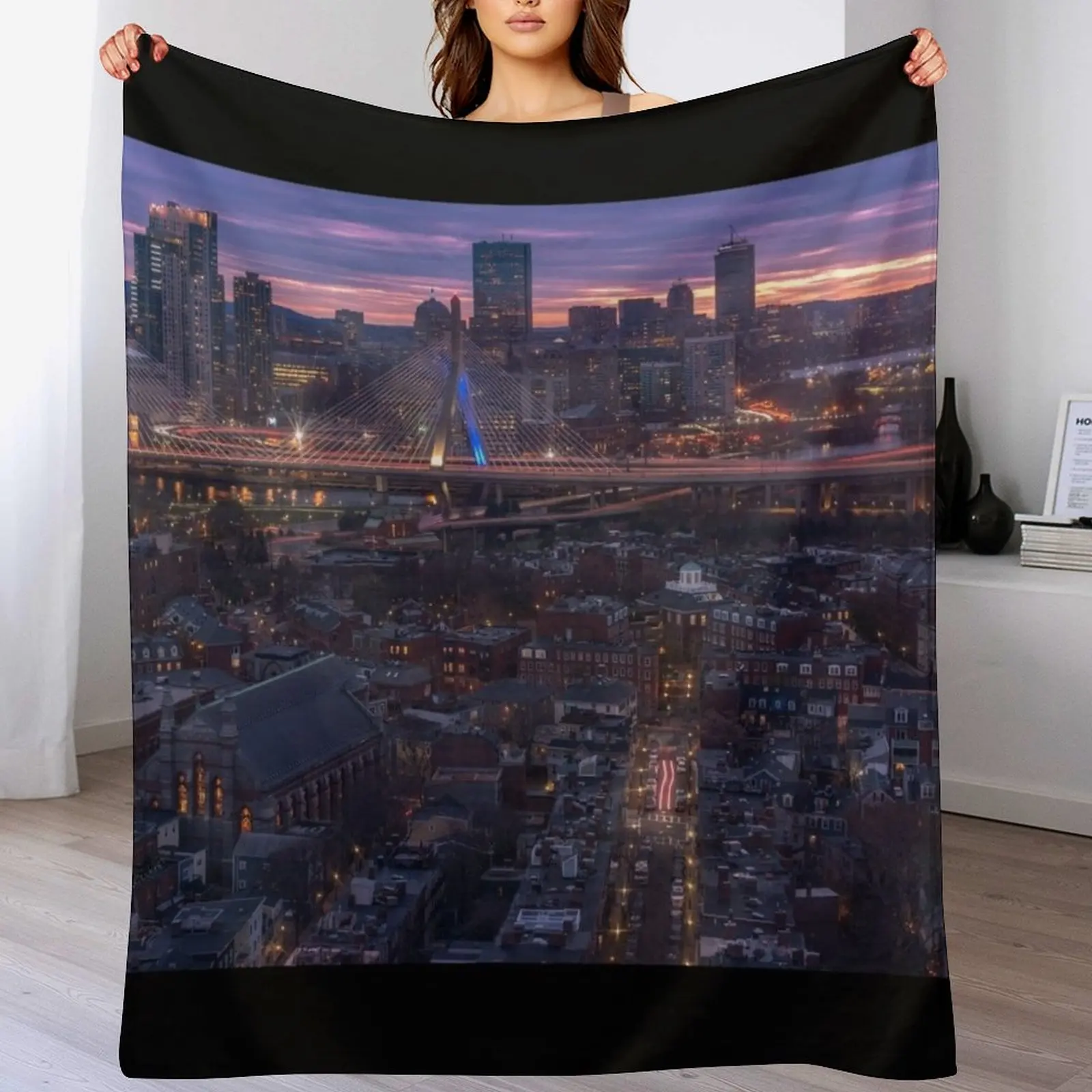 New Charlestown sunset, Boston Throw Blanket Loose halloween Blankets