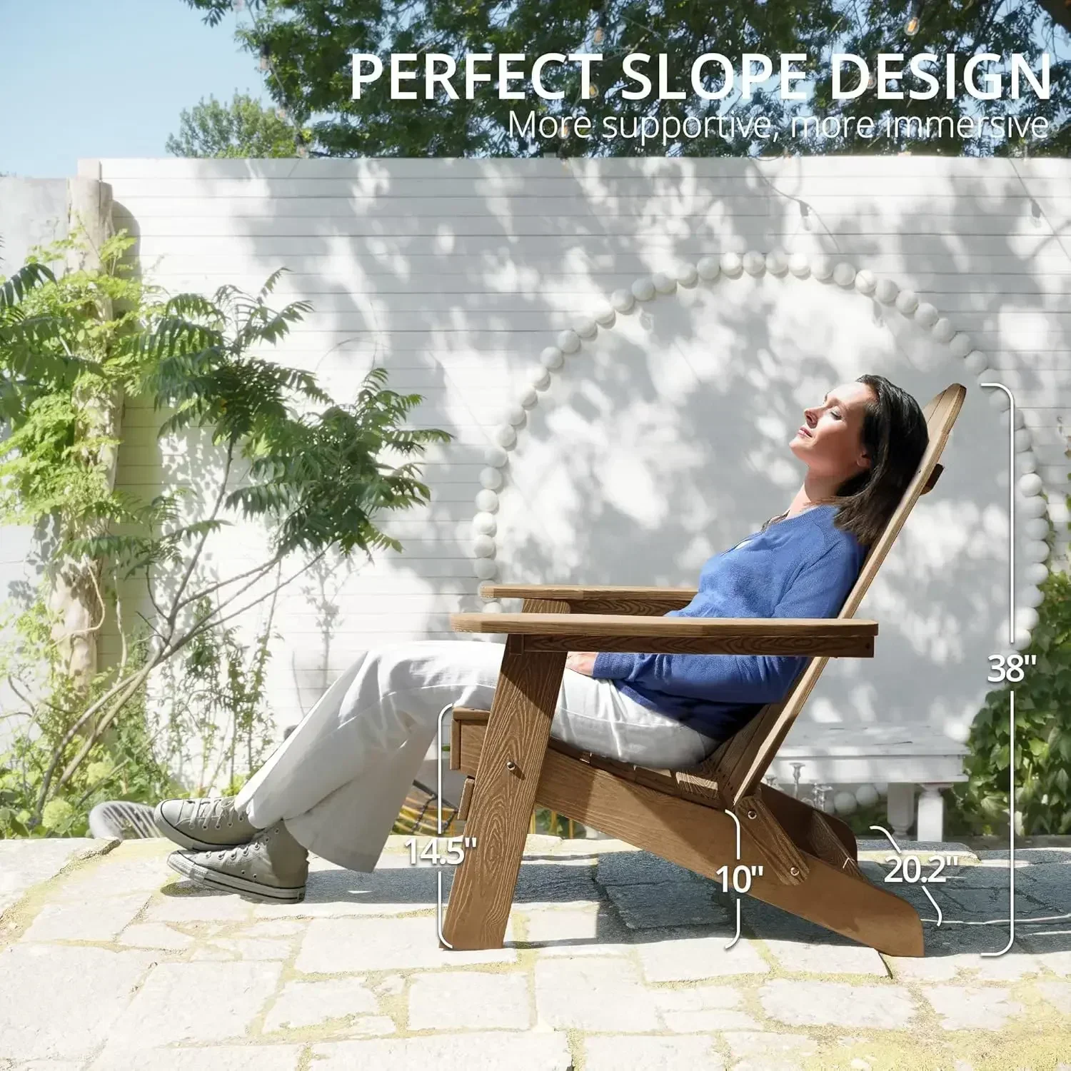 

Комплект из 4 складных кресел Adirondack XMSJ, коричневые устойчивые к погодным условиям кресла для патио из HDPS, современные пластиковые уличные стулья