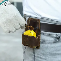 Genuine Leather Large Measure Holder Tool Tapes Holster Pouch Loop Attach to Belt for Carpenters Electricians Storage Kit Holder