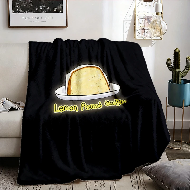 Lemon Pound Cake Flannel Blanket Funny Food Flannel Throw Retro Cake Graphic Baking Lover Gift Cute Dessert Meme Unisex