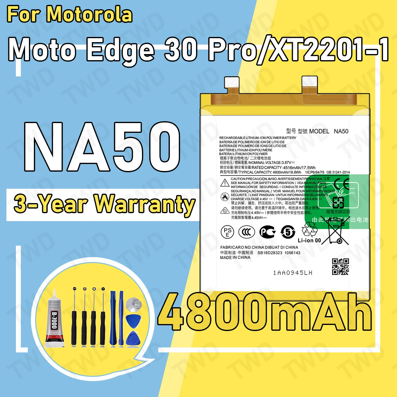 بطارية NA50 ذات سعة كبيرة لهاتف موتورولا موتو إيدج 30 برو/XT2201-1 بطاريات جديدة عالية الجودة + أدوات مجانية #1