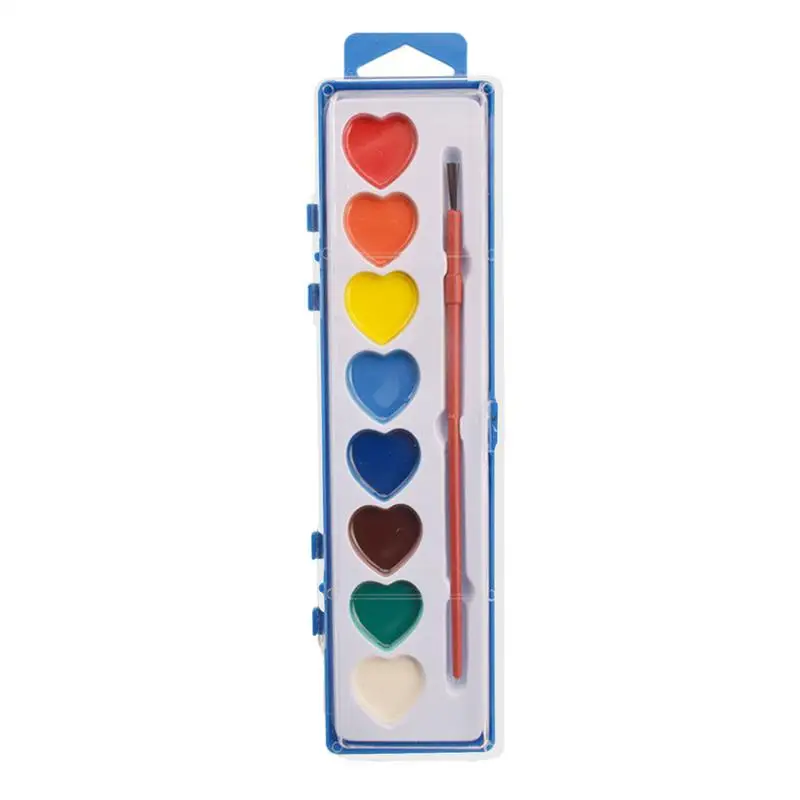 สีน้ําสําหรับเด็ก 8 สีรูปหัวใจสีน้ําชุดพู่กัน PARTY Favors ศิลปะและหัตถกรรมสําหรับ