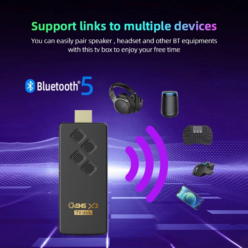 Q2 Smart TV Stick Q96 X2 Android 12 Quad Core Cortex A53 HD 4K H.265 2.4G 5.8G WiFi 1GB 8GB Bt 5.0 Smart voice PK S96 Z1 TV box