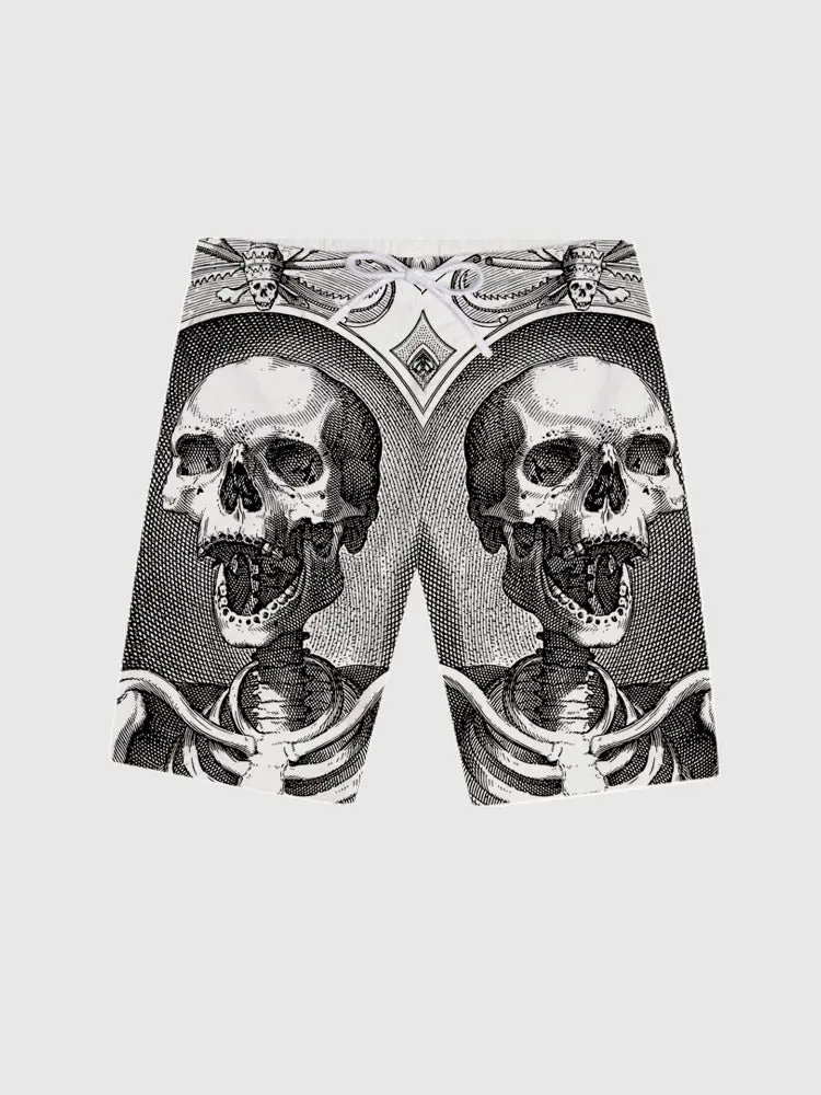 Hawaiian Horror Skull 3D Print Men\'s Short Pants 3D Printed Swimsuit Swim Trunks Beach Shorts Skateboard Sport  Ice Shorts