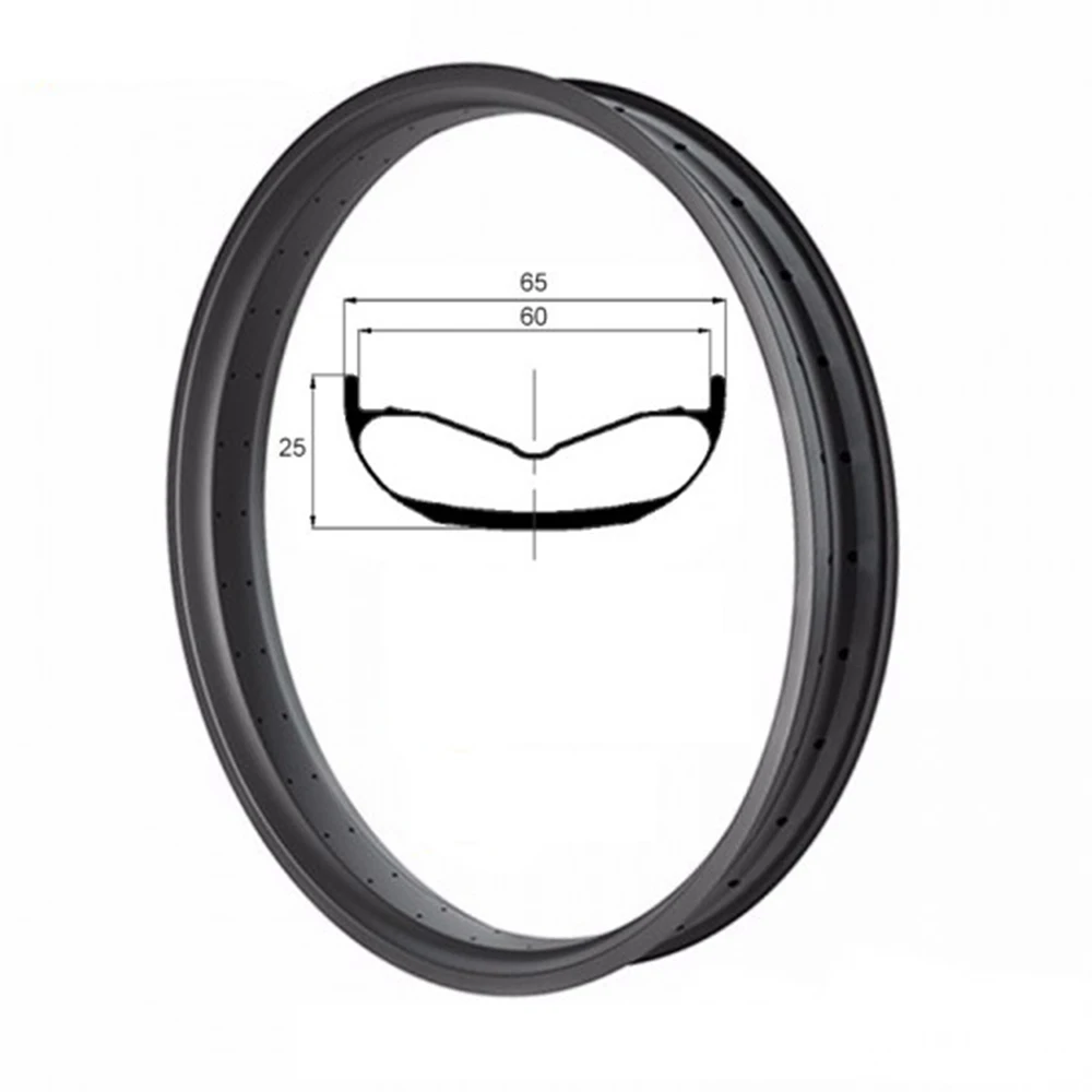 

Ultralight Fat Bike Carbon Rim 26er 65x25mm Inner Width 60mm Fat Bicycle Rim UD/3K/12K