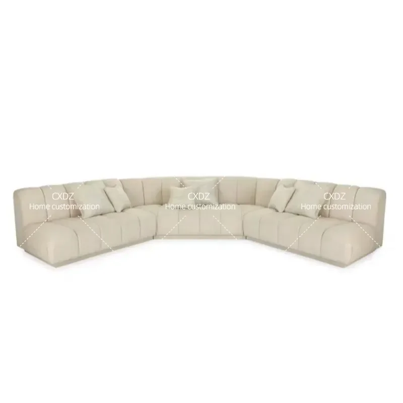 Nordic Minimalist Curved Modular Sofa Modern Cream Style Villa Large Flat Piano Corner Combination Couch