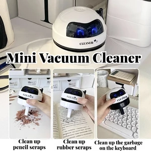Vacuum Cleaner Desktop Mini Rechargeable-Car Vacuum & Automatic Rubber Shavings & Keyboard Dust Extractor for Portable Cleaning