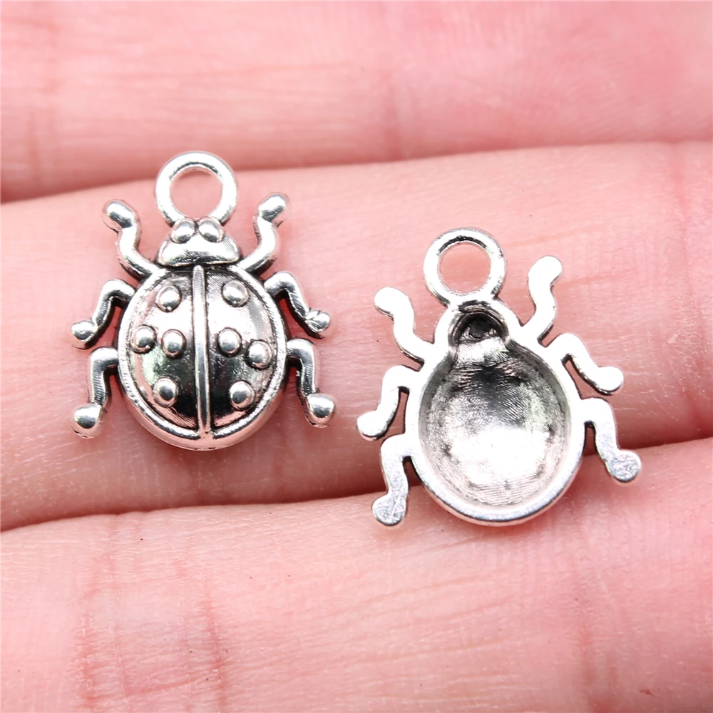 

Wholesale 200pcs/bag Charms Wholesale 16x14mm Ladybug Charms Wholesale DIY Jewelry Findings Antique Silver Color Alloy Charms