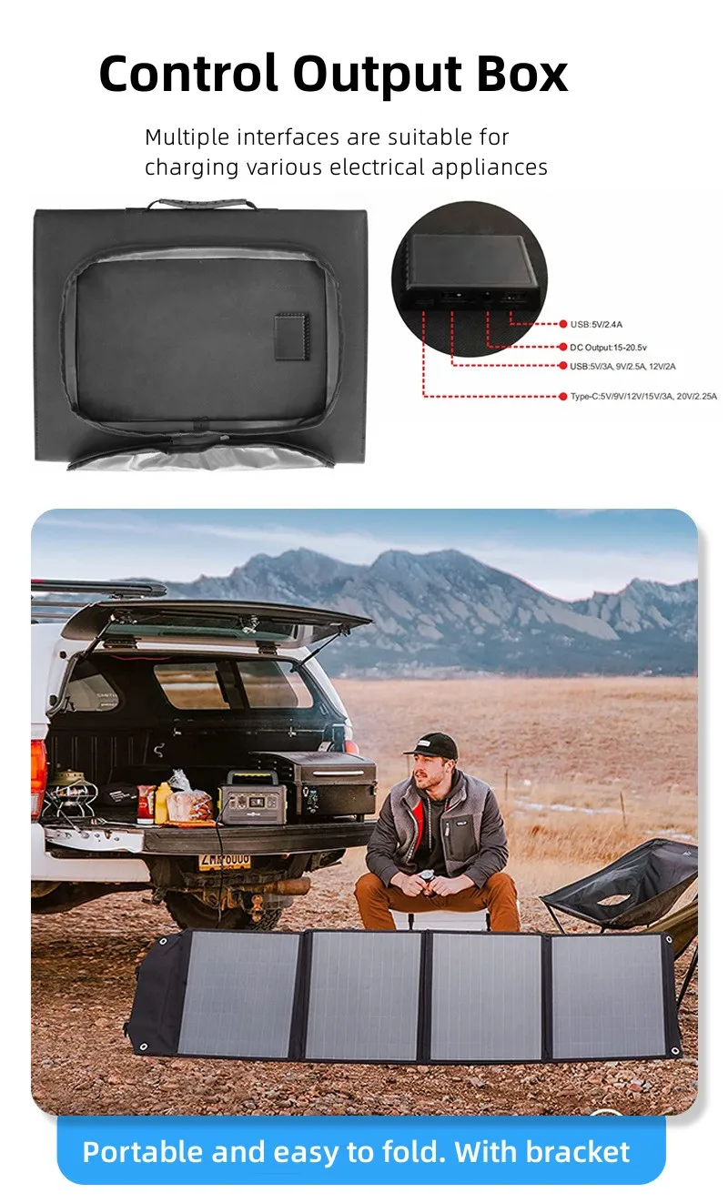 Portable Folding Solar Panel Mono-crystalline Solar Module and Monocrystalline Solar Panel 120W Foldable NOVA with CE FCC ROHS