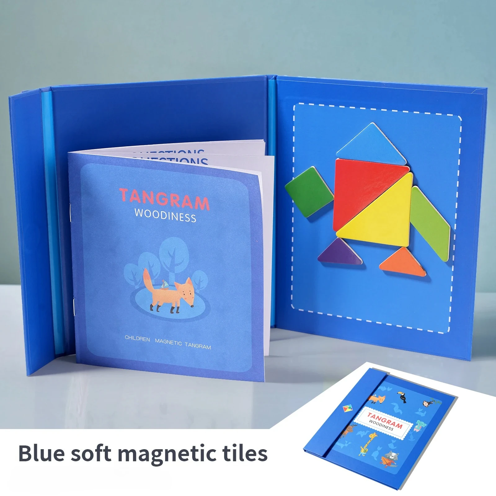 

Деревянная головоломка, магнитная книга-головоломка Танграм, развивающие игрушки для детей, портативные игрушки Монтессори, обучающие интеллект