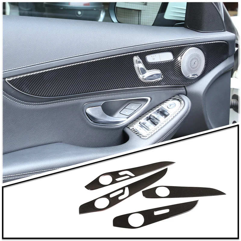 

For Mercedes Benz C-Class 2015-2021 Automotive Door Decoration Panel ABS Carbon Fiber/Oak Pattern Car Modification Accessories