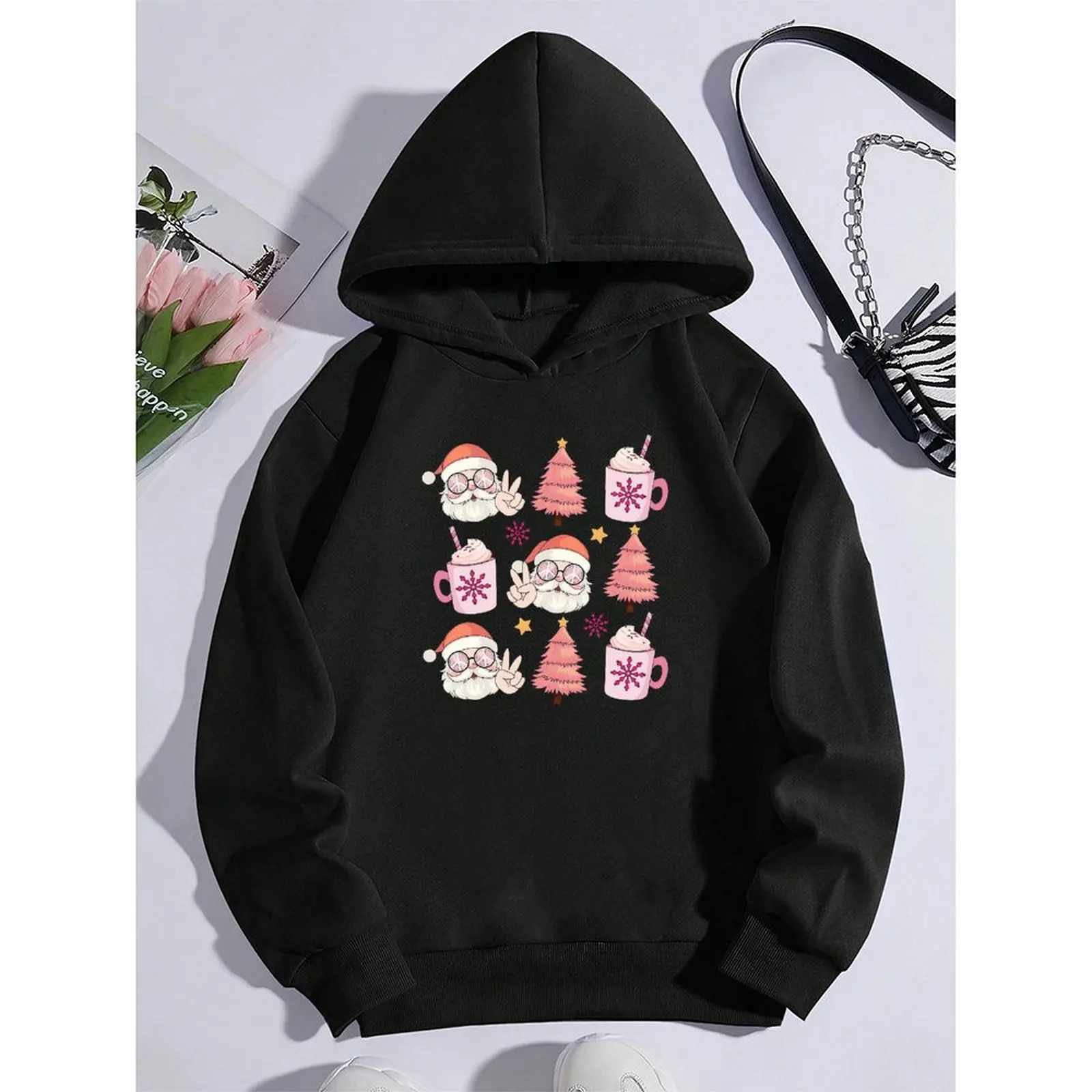 

Fashion Sweatshirts For Woman Loose Winter Casual Printed Pattern Comfortable Funny Christmas Santa Print Pullover Hoodies