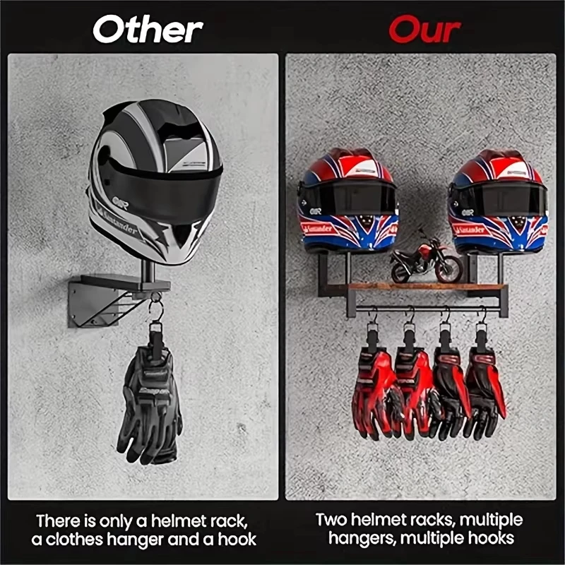 새로운 헬멧 랙 벽걸이 오토바이 헬멧 홀더 플레이트 랙 디스플레이 정리대 (오토바이 액세서리 포함)