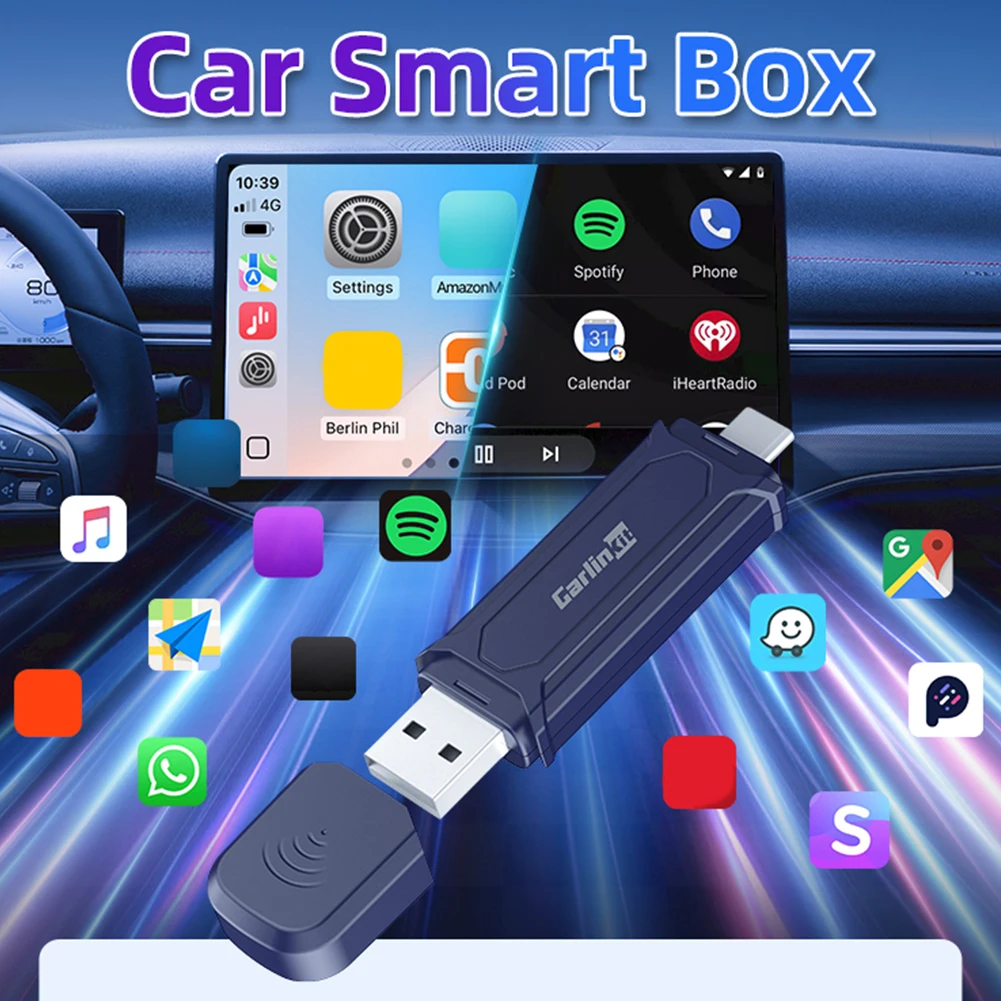 CarlinKit5.0 2In1 Mini SE Pro Wired To Wireless Android Auto Smart CarPlay Box WiFi Bluetooth Auto Connect Plug And Play ForCar