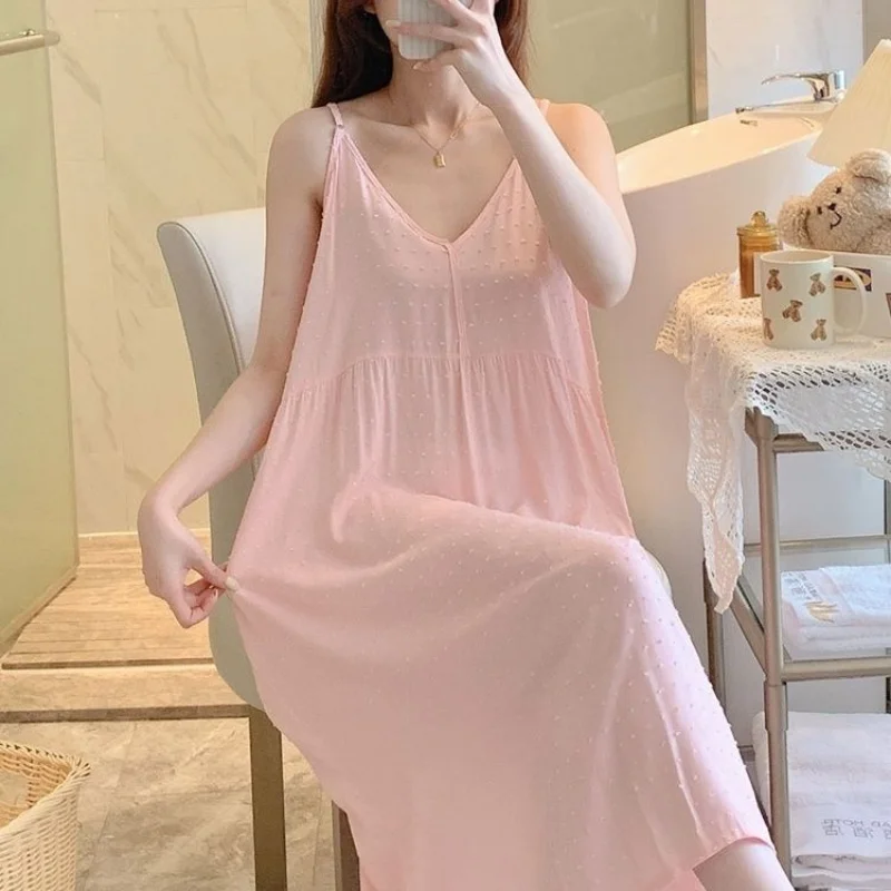 Nightgowns Women Solid Simple Summer New Daily Home Creativity All-match Cozy Elegant Popular Korean Style Ladies Personality