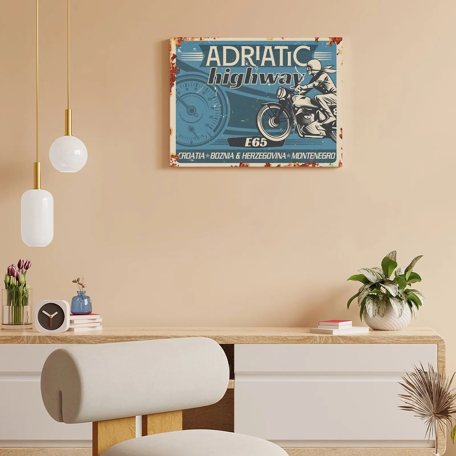 أدرياتيك الطريق السريع كرواتيا البوسنة الجبل الأسود دراجة نارية قماش اللوحة الديكور نادي جدار ديكور المرآب مؤطرة لوحات الحائط #3