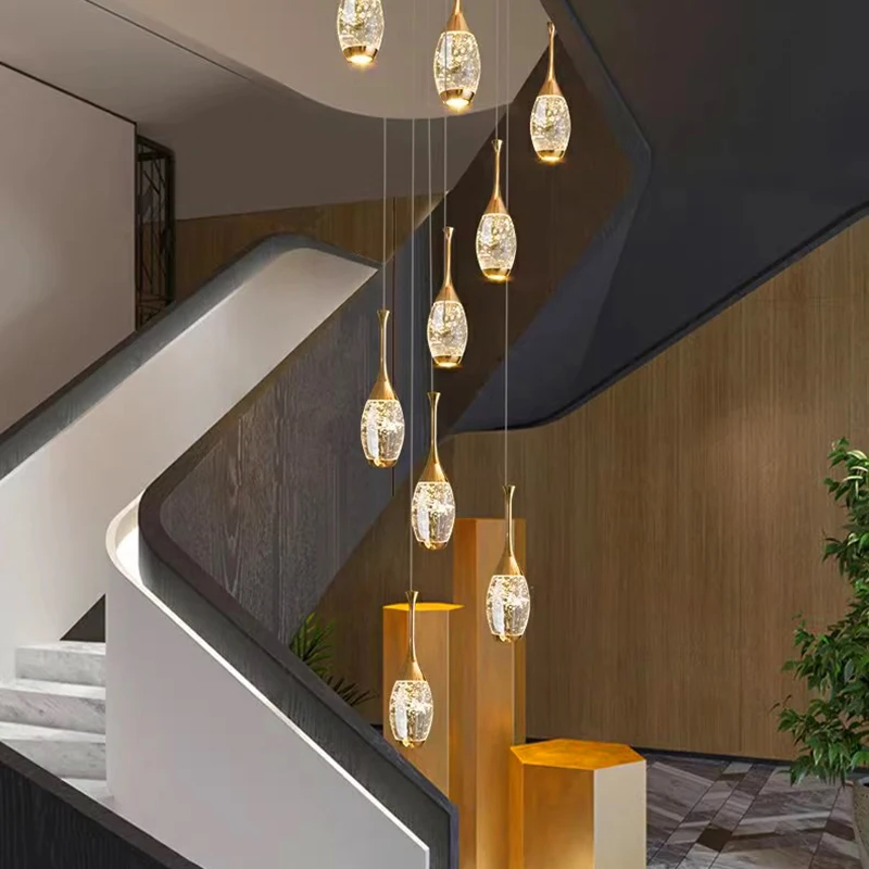 Imagem -03 - Modern Crystal Chandelier For Home Decoration Stair Pendant Lamp Living Room Pendant Lights Iluminação Interior