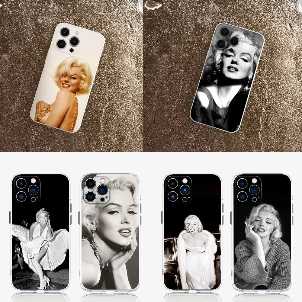 Hot M-Marilyn M-Monroe Phone Case  For IPhone 16,15,14,13,11,12 Pro Max Mini X XR XS 7,8 Plus SE Clear Shockproof Cover