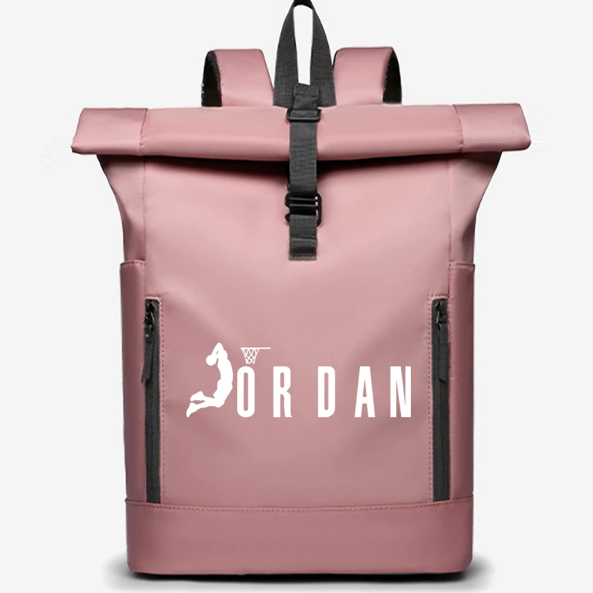 

Waterproof Travel Men's Backpack JOR Letter Print Large Capacity 15.6" Laptop Backpack Multifunction Women Roll Top Sports Bag