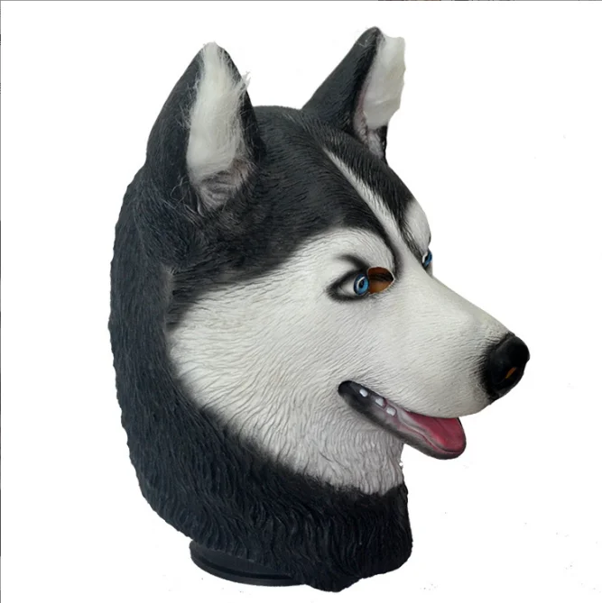 Latex Animal Dog Head Mask Siberian Husky Dog Mask Halloween Fancy Dress Party Costume Props