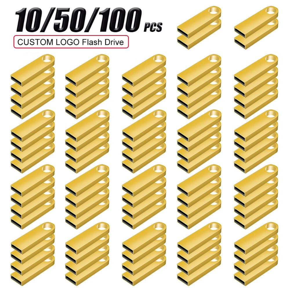 10/ 50/100Pcs Free Custom Logo metal USB2.0 Flash Drive 64GB 32GB 8GB 4GB memory Flash USB Sticks pen drive 128mb 512mb PenDrive