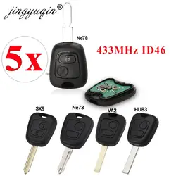 Jingyuqin 5 pezzi 434Mhz ID46 2 pulsanti chiave auto remota per Peugeot 207 307 407 206 306 406 per Citroen Saxo Picasso Xsara Berlingo C3