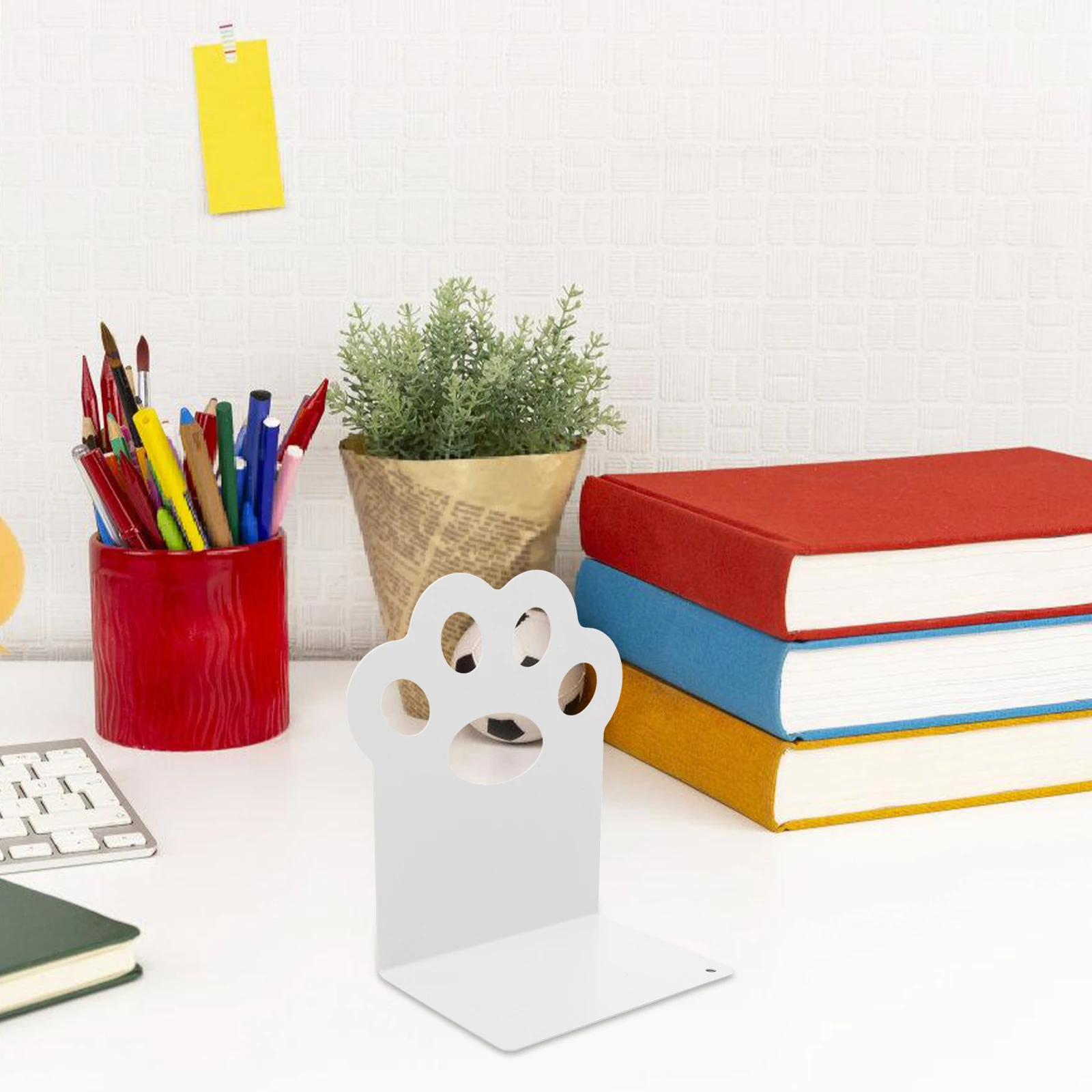 1 زوج القط باو الدفتين المعادن دراسة سطح المكتب المنظم حامل كليب مستقر الكتب بقوة تخزين الزخرفية متعددة الوظائف #5