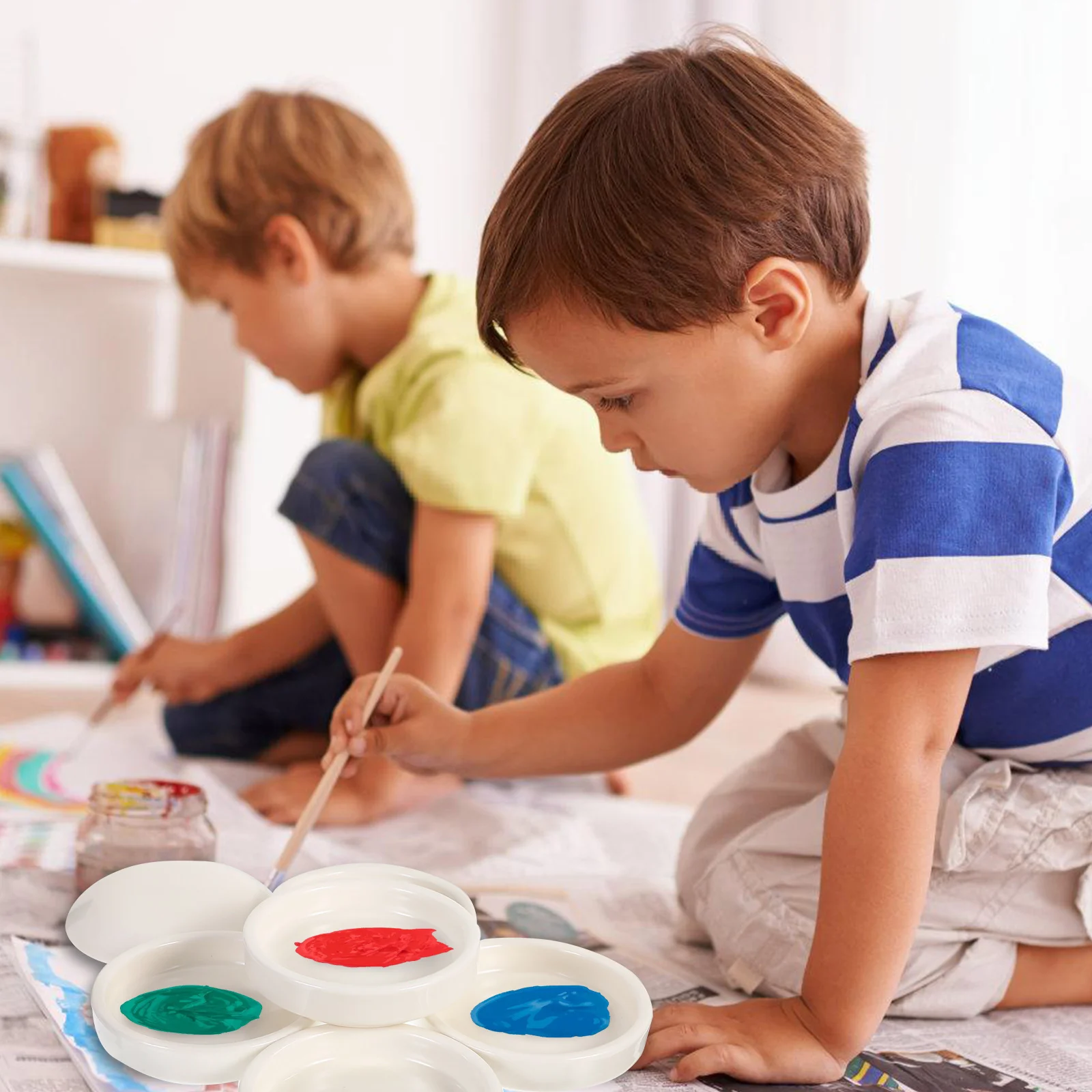 

1pc Ceramic Paint Mixing Palette 5 Tier Watercolor Pigment Trays Practical Art Tool for Artists and Creative Painting Set