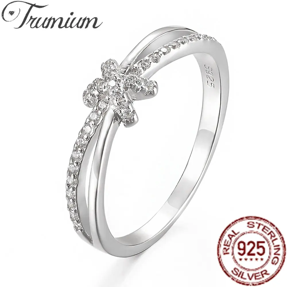 Trumium Silver Rings Intertwined Lines Finger Rings For Women Classic Luxury 925 Sterling Silver Stackable Ring Fashion Jewelry