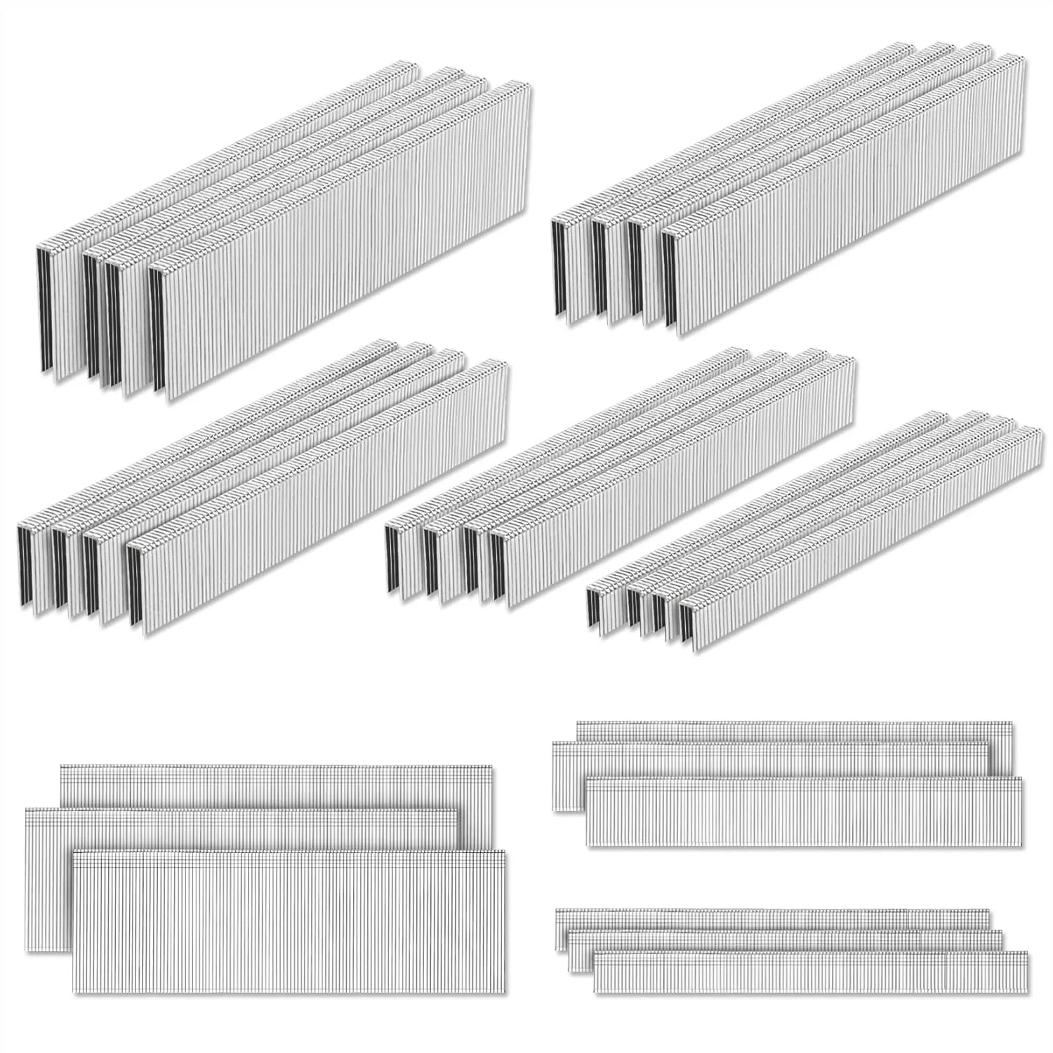 

18 Gauge 1/4" Narrow Crown Staples & Brad Nails Assortment, Heavy Duty Galvanized Steel for Pneumatic/Electric Stapler Guns