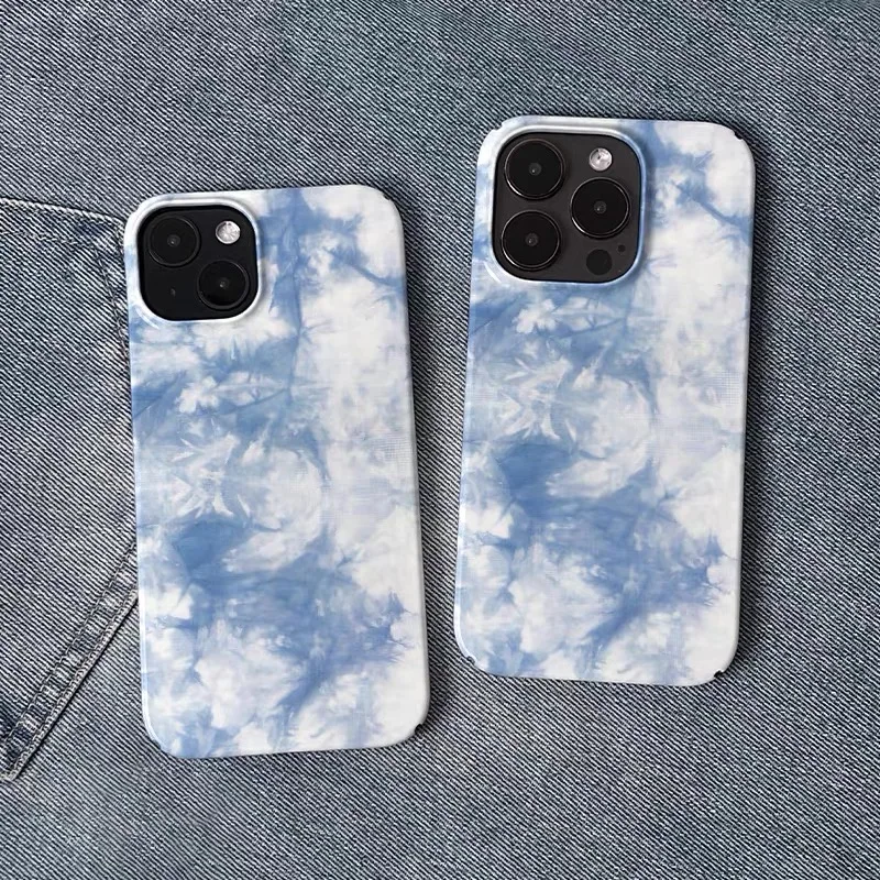

Ins Korean Blue White Blending Case for IPHONE 17 16ProMax 15 14 13 12 11 PRO Plus Acrylic TPU Two in One Magnetic Phone Cases